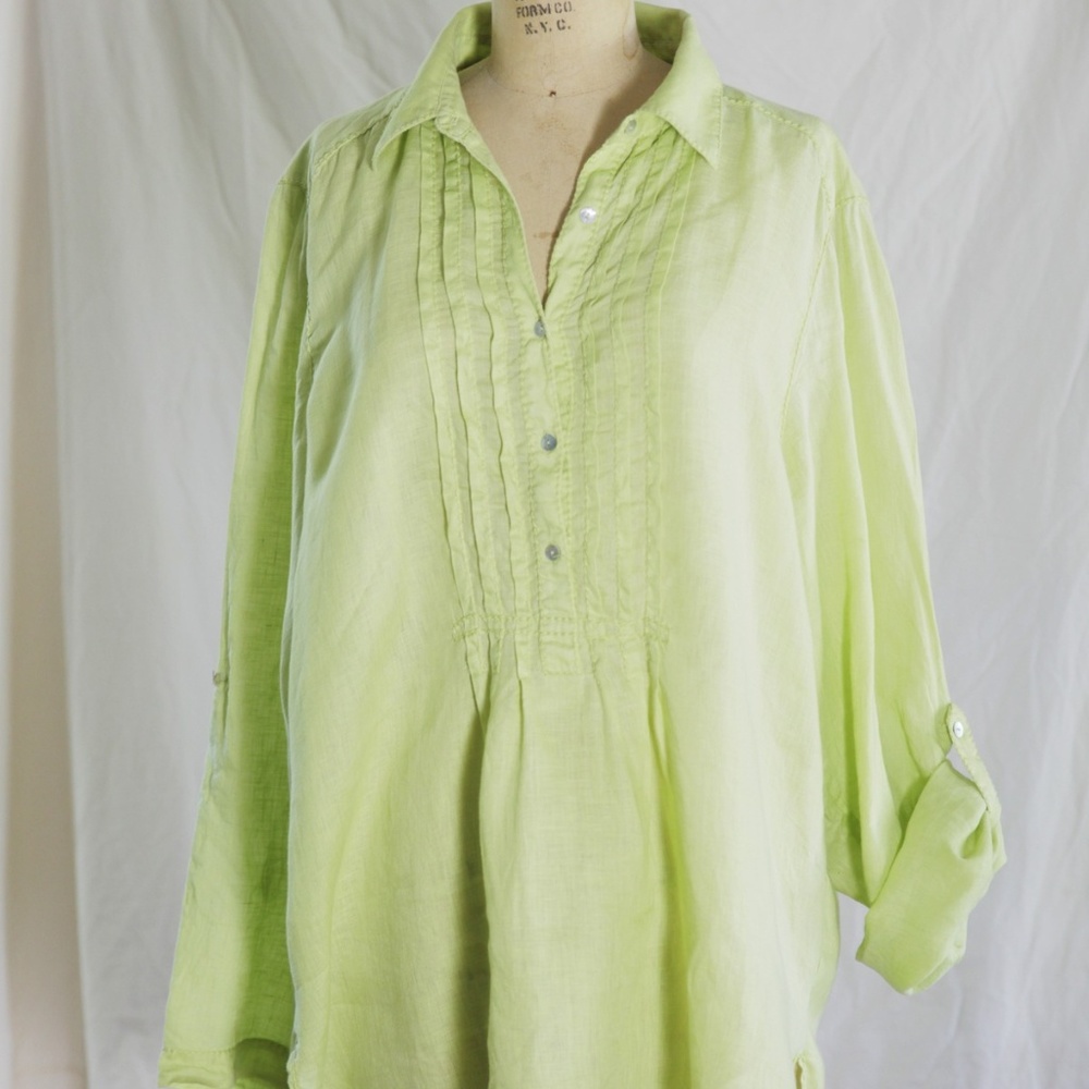 Nurture XL Women's Green Linen Blouse/Tunic